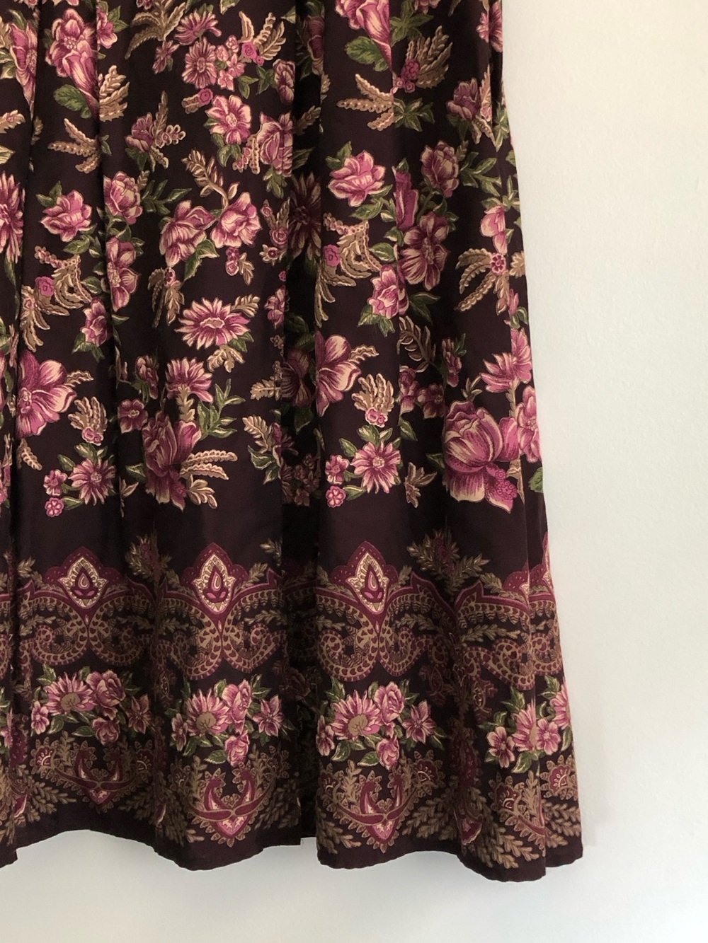 80s Cottagecore Vintage Eaton Petites Floral Flowy Maxi Wrap Skirt Prairie - Picture 5 of 15